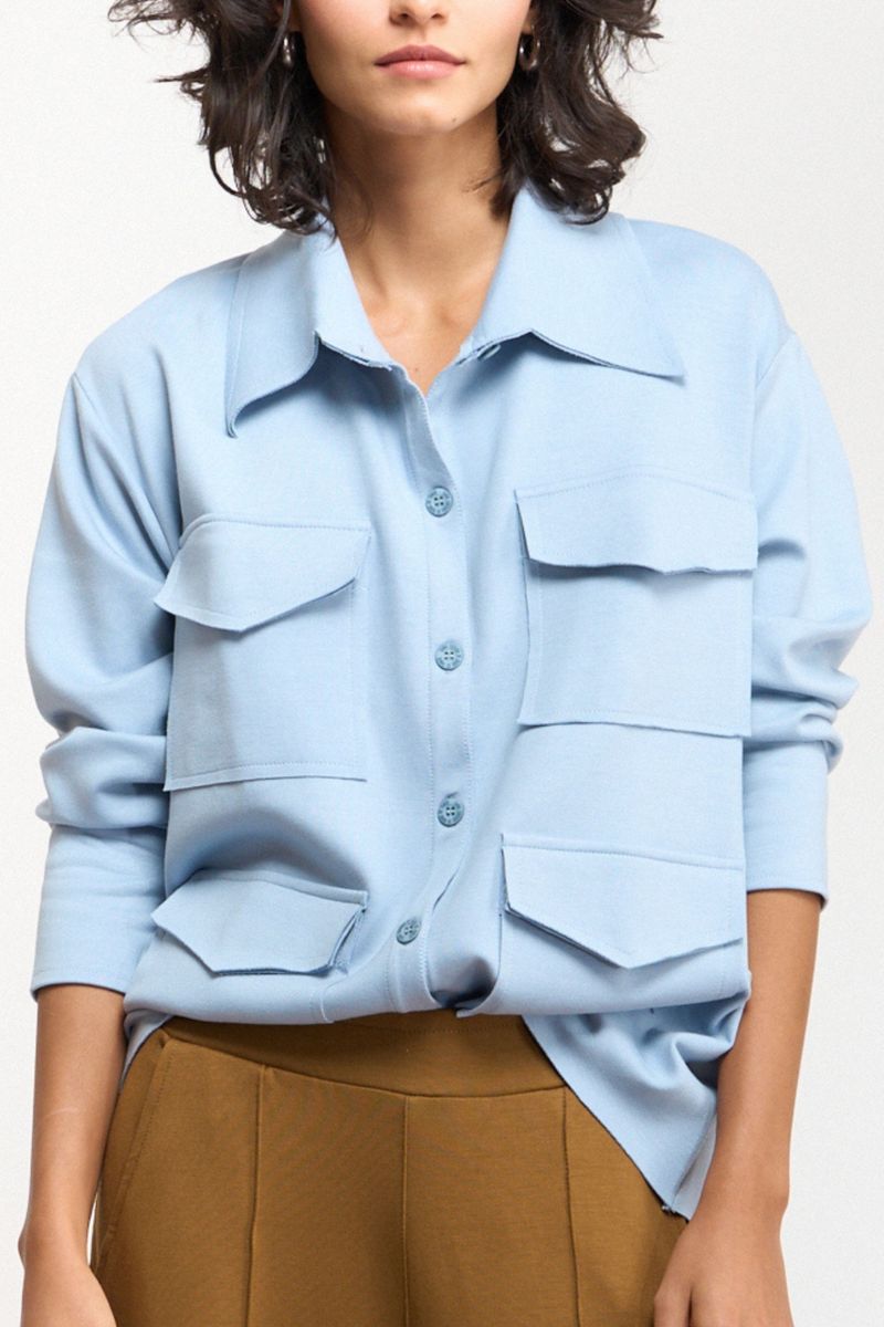 CAMISA OVER MILITAR - AZUL CLARO