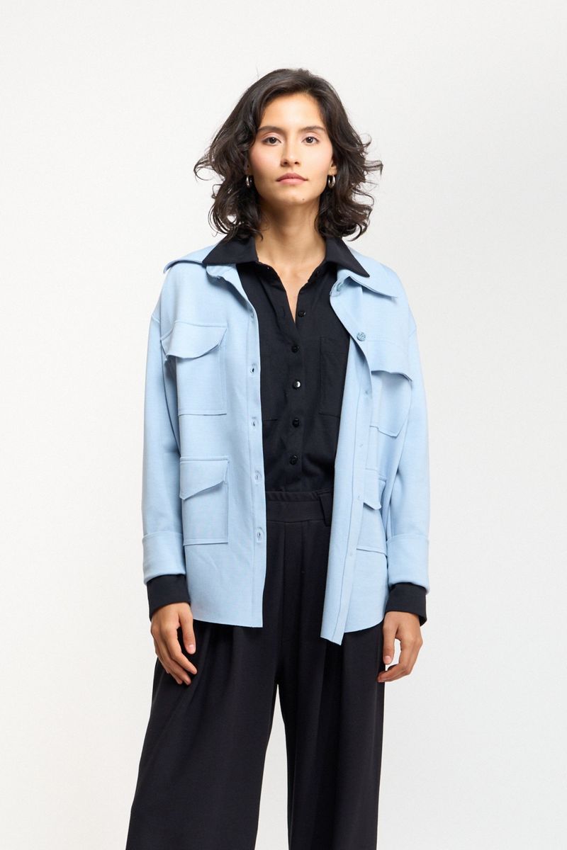 CAMISA OVER MILITAR - AZUL CLARO
