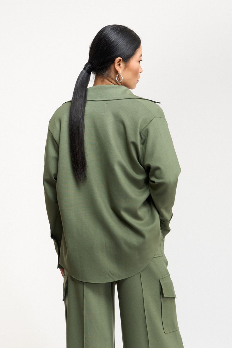 CAMISA OVER MILITAR - VERDE MUSGO