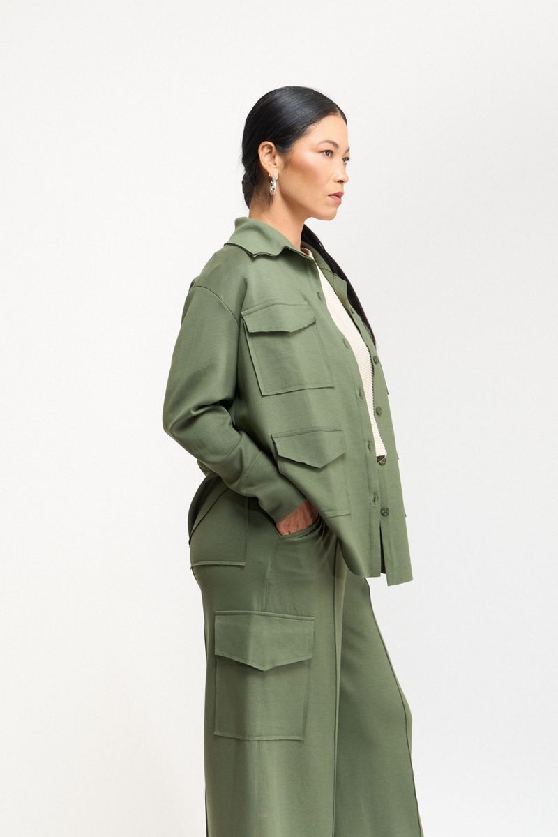 CAMISA OVER MILITAR - VERDE MUSGO