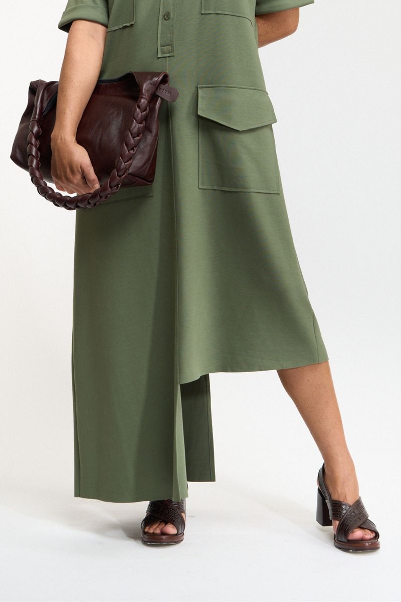 CHEMISIER ESTRUTURADA MILITAR - VERDE MUSGO