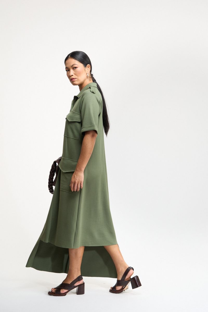CHEMISIER ESTRUTURADA MILITAR - VERDE MUSGO