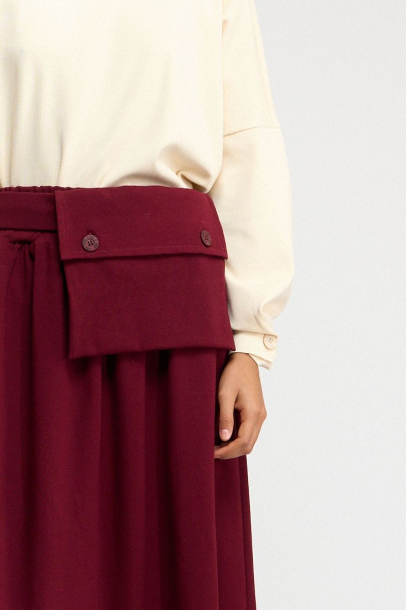 SAIA PREGAS MIDI COM POCHETE - BORDO