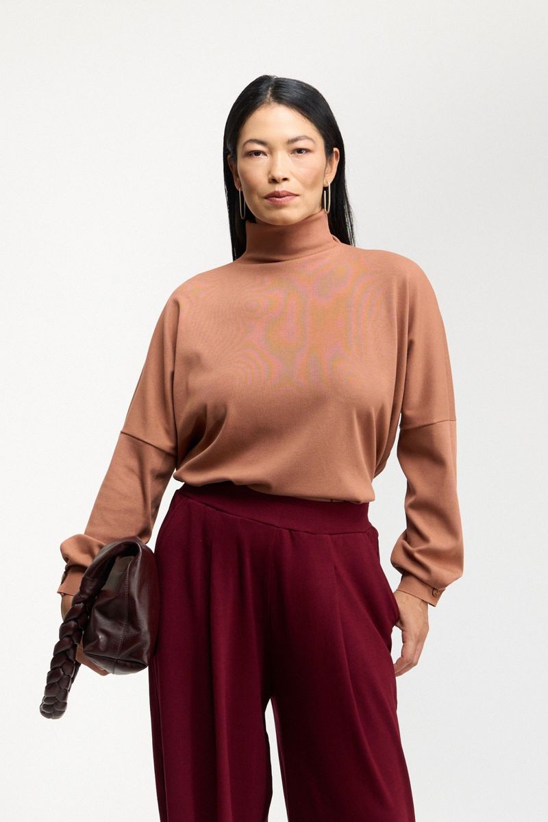 BLUSA MANGA LONGA BOTOES - MOCHA