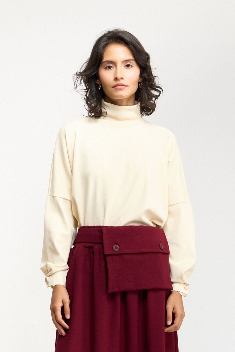 BLUSA MANGA LONGA BOTOES - CREME