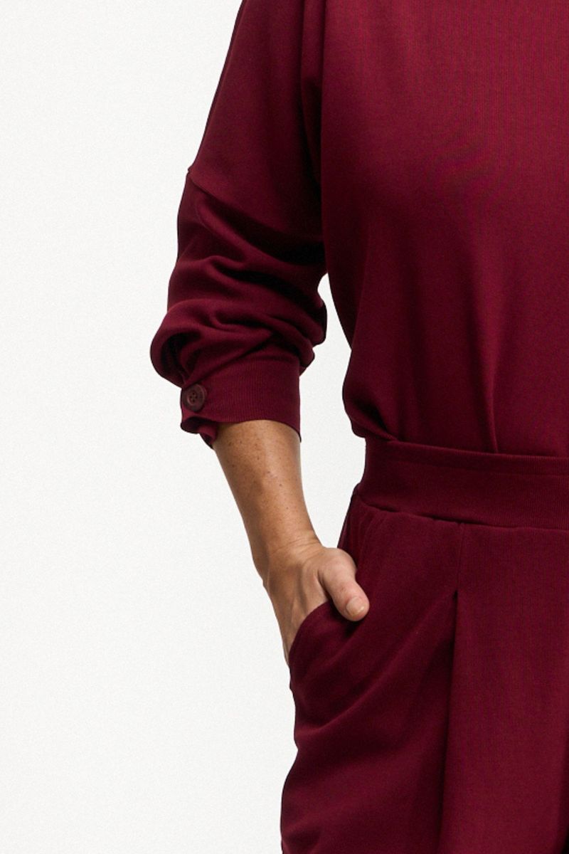 BLUSA MANGA LONGA BOTOES - BORDO