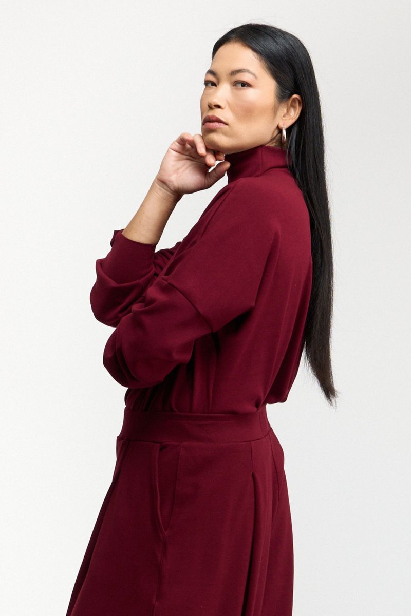 BLUSA MANGA LONGA BOTOES - BORDO