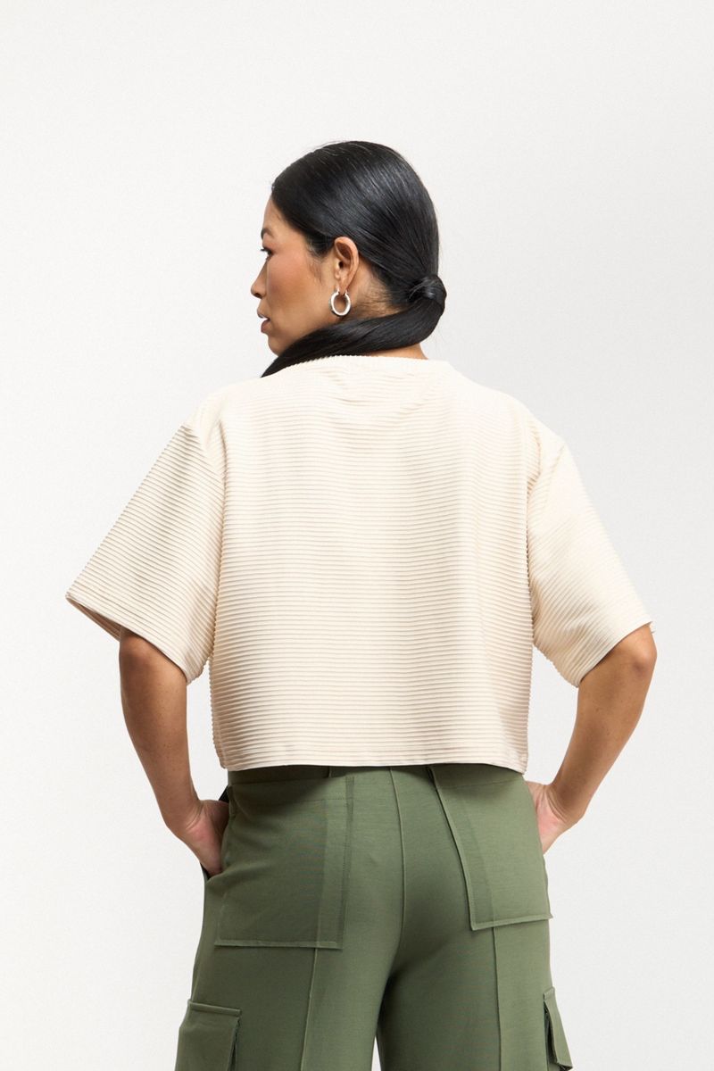 TSHIRT CROPPED TEXTURA - CREME