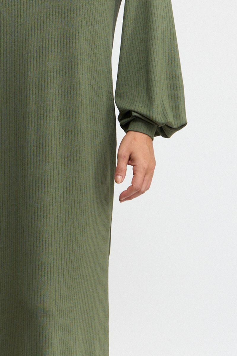 VESTIDO LONGO MANGA LONGA TRICO - VERDE