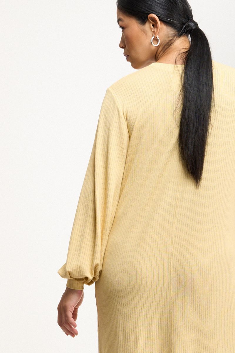 VESTIDO LONGO MANGA LONGA TRICO - AMARELO