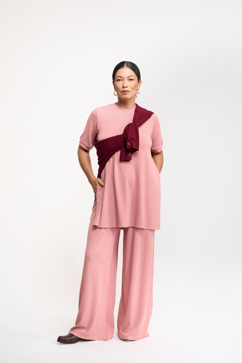 BLUSA ABERTURA LATERAL TRICO - ROSA