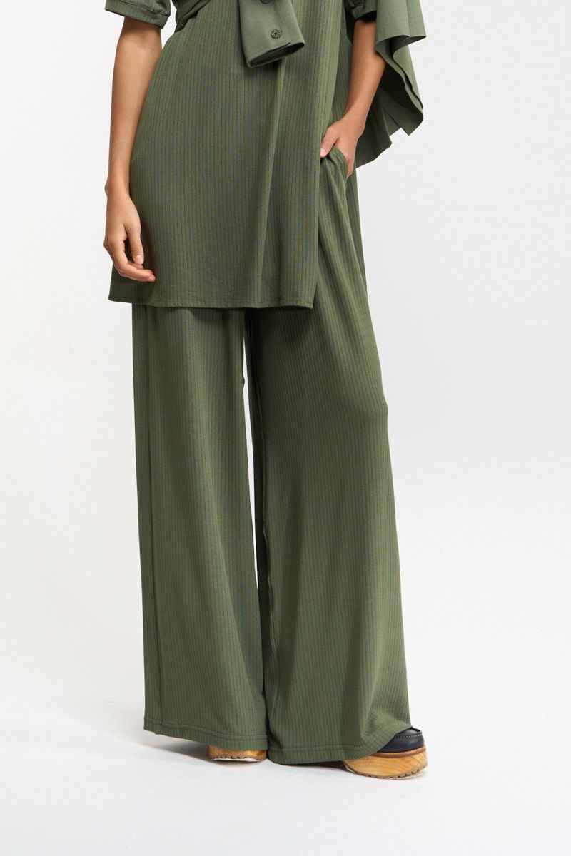 CALÇA WIDE LEG TRICO - VERDE