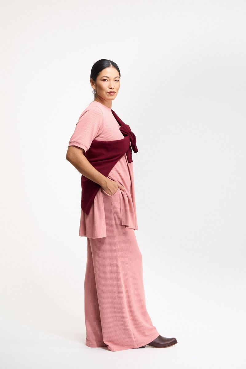 CALÇA WIDE LEG TRICO - ROSA