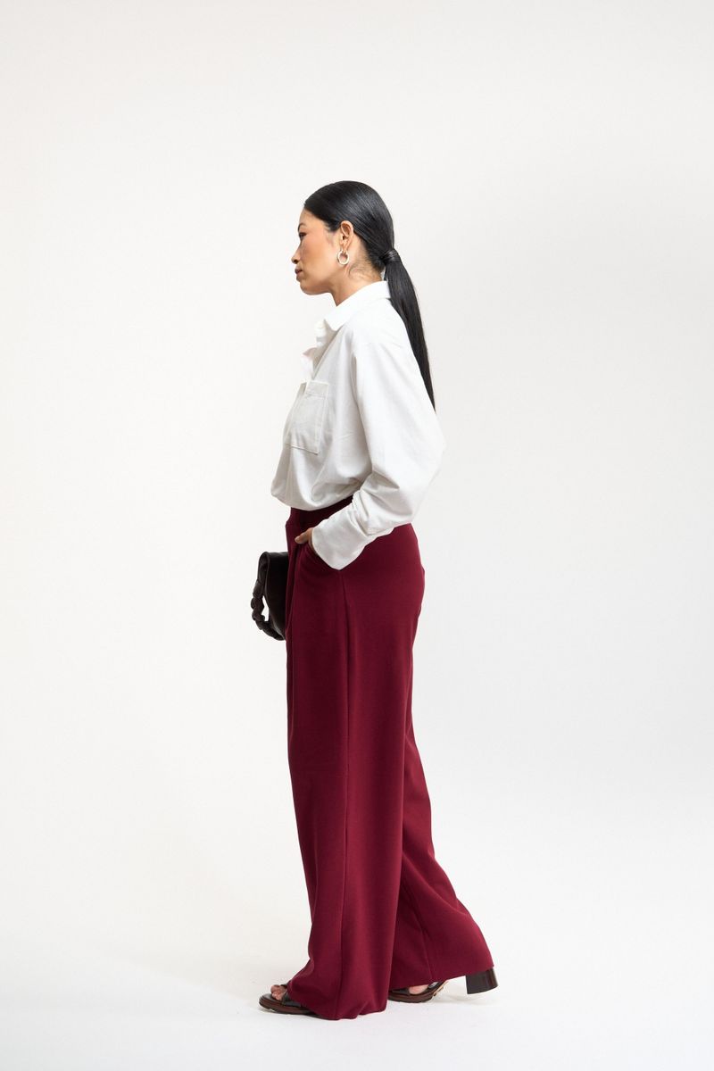 CALÇA RETA ALFAIATARIA  - BORDO