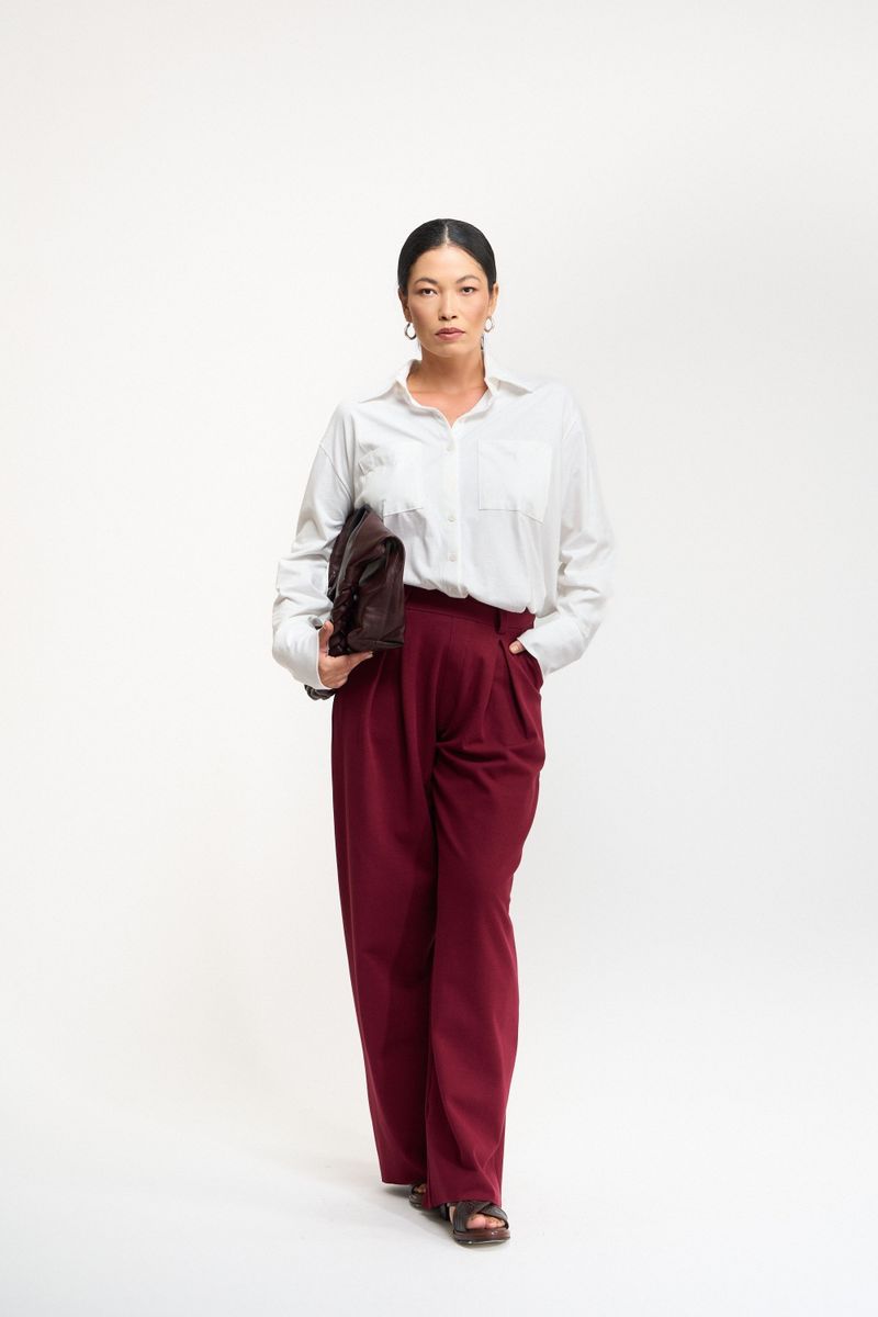 CALÇA RETA ALFAIATARIA  - BORDO