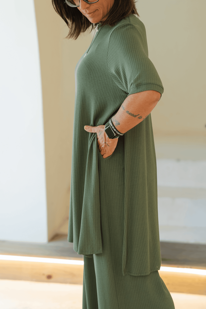 CALÇA WIDE LEG TRICO - VERDE