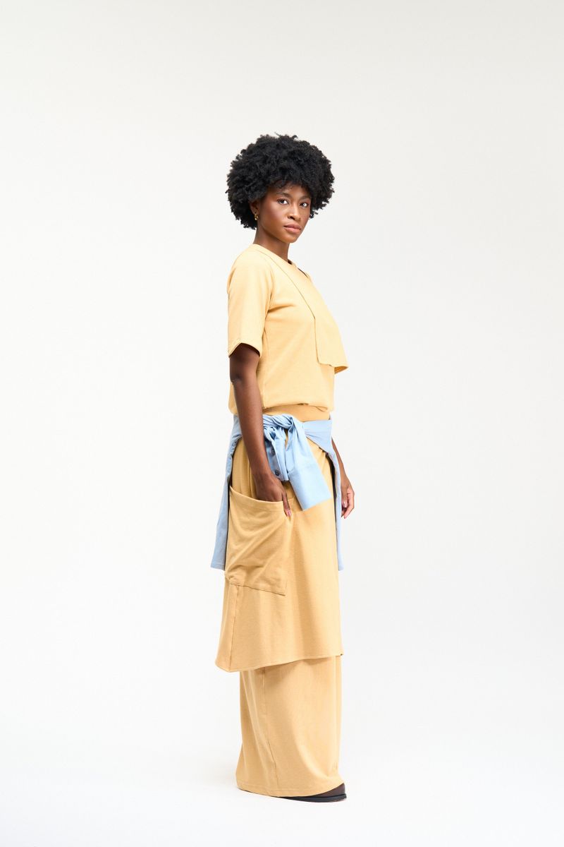 CALÇA SAIA GEOMETRIA - AMARELO