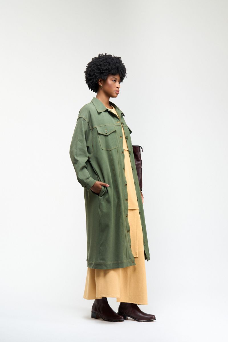 VESTIDO JAQUETA MALHA SARJADA - VERDE
