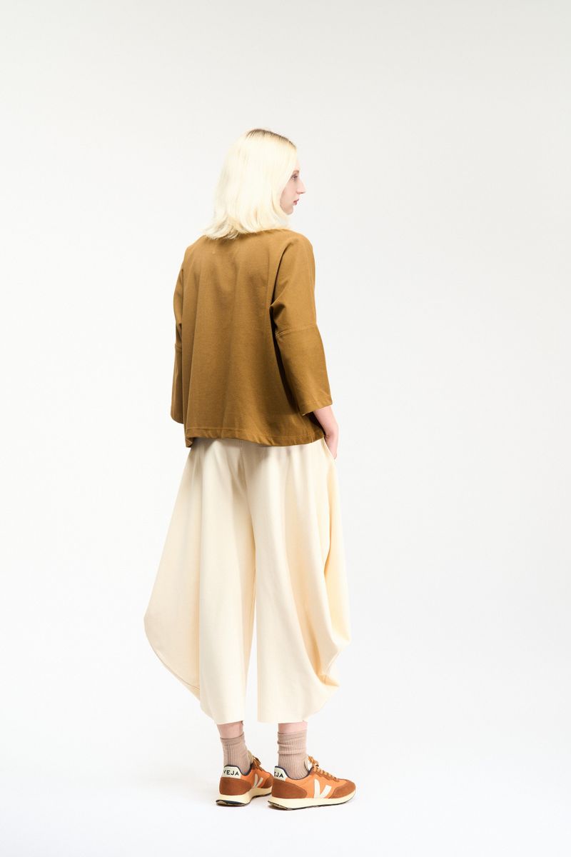 CALÇA CIRCULO MALHA SARJADA - CREME