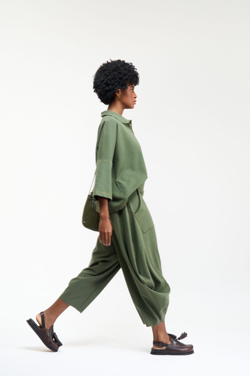 CALÇA CIRCULO MALHA SARJADA - VERDE