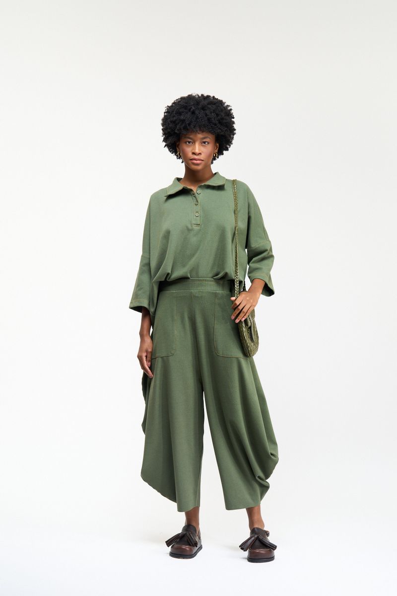 CALÇA CIRCULO MALHA SARJADA - VERDE