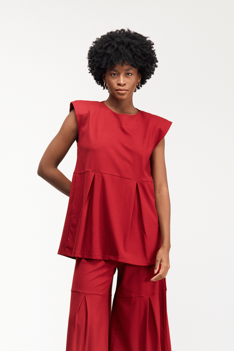 BLUSA MUSCLE CAMADAS - VERMELHO
