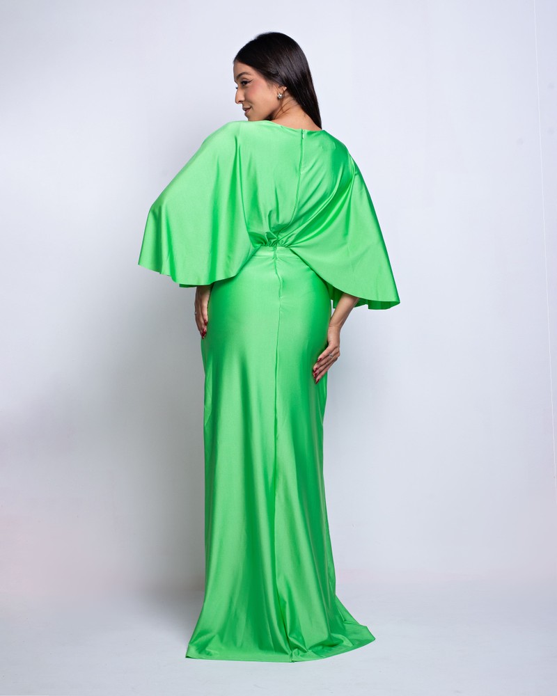 Vestido de Festa Verde Summer Franzi Mangas Amplas