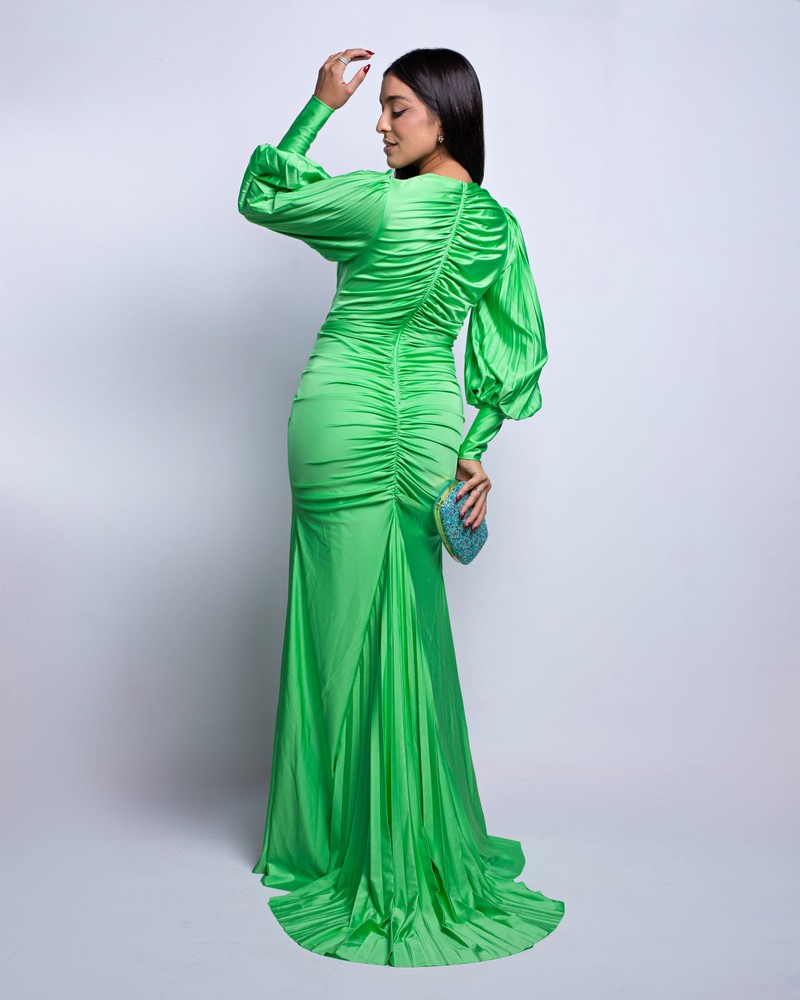 Vestido de Festa Malha Longo Verde