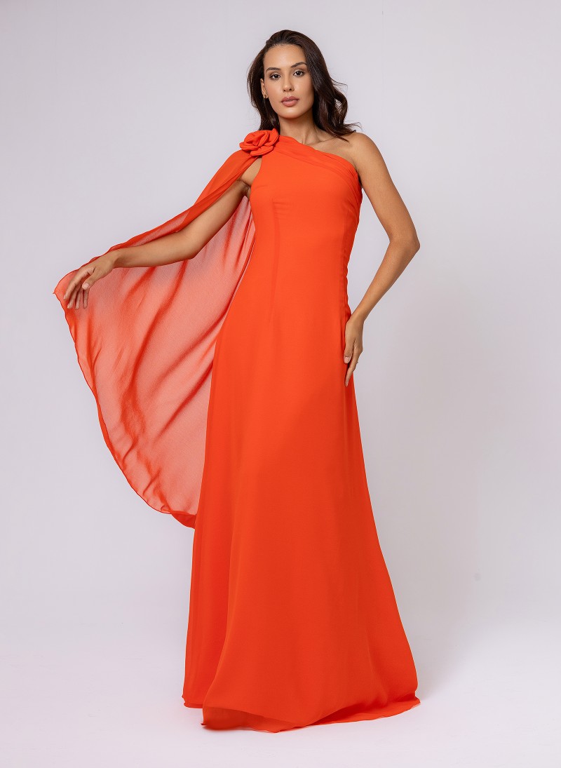 Vestido de Festa Laranja Renascença