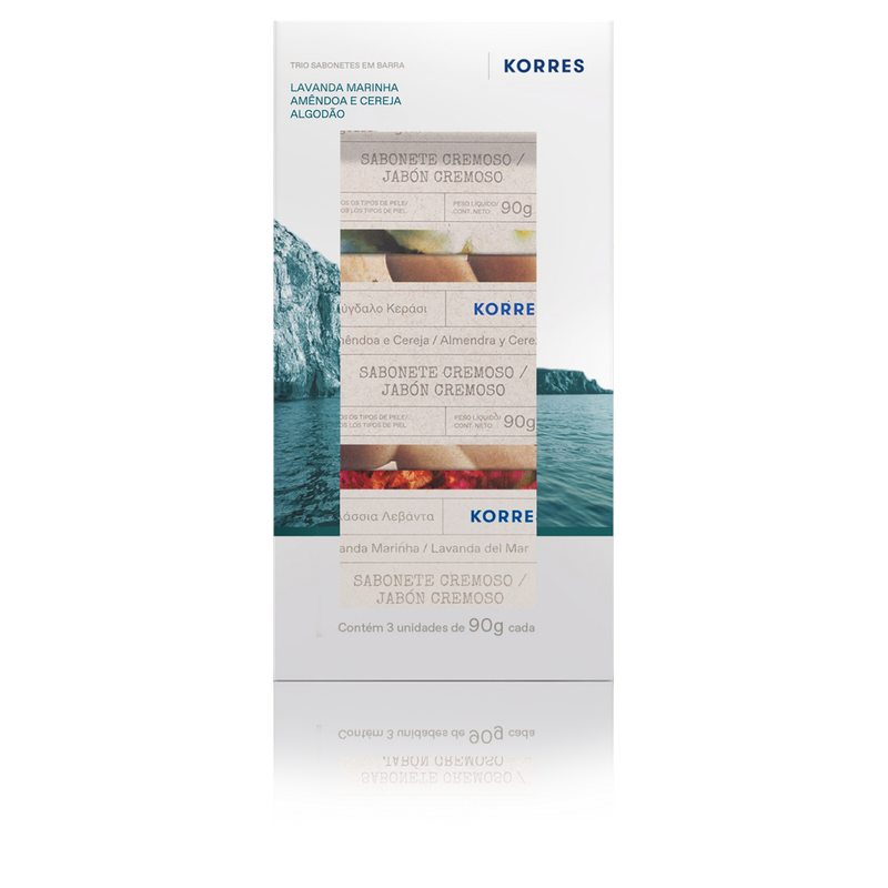 Giftset - Sabonete Em Barra Amêndoa E Cereja, Algodão, Lavanda Marinha Korres 3x90g