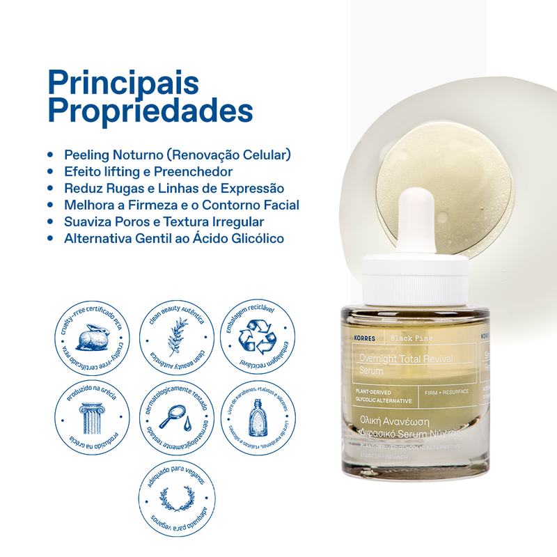 Black Pine Sérum Bifásico Noturno Renovação Total Anti-idade Korres 30ml