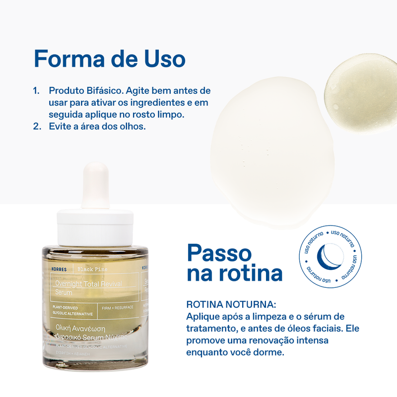 Black Pine Sérum Bifásico Noturno Renovação Total Anti-idade Korres 30ml