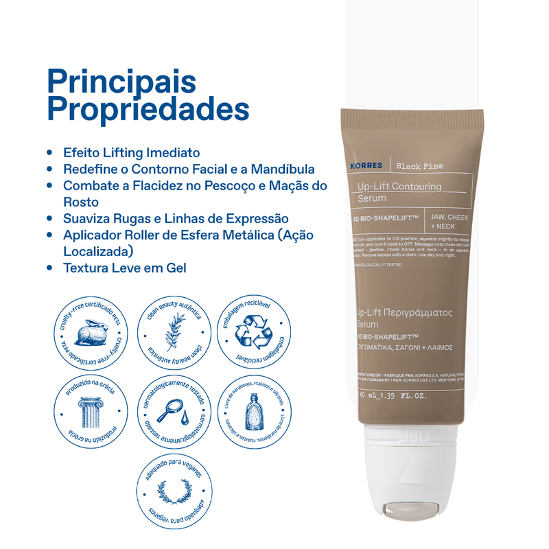 Black Pine Sérum Roll-on Para Contorno Facial E Pescoço Anti-idade Korres 40ml
