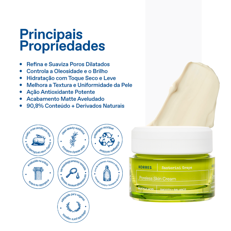 Creme Refinador de Poros Santorini Grape Korres 40ml