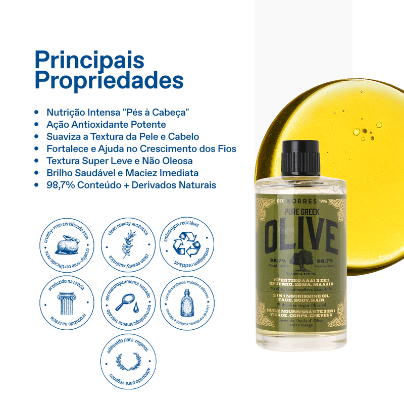 Greek Olive Óleo Nutritivo 3 em 1 Korres 100ml