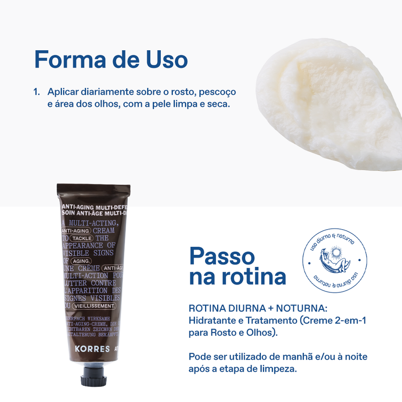 Creme Anti-idade Multiação Masculino para Rosto e Olhos Korres 50ml