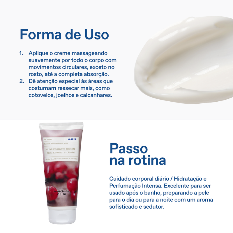 Creme Hidratante Desodorante Corporal Pimenta Rosa 200ml
