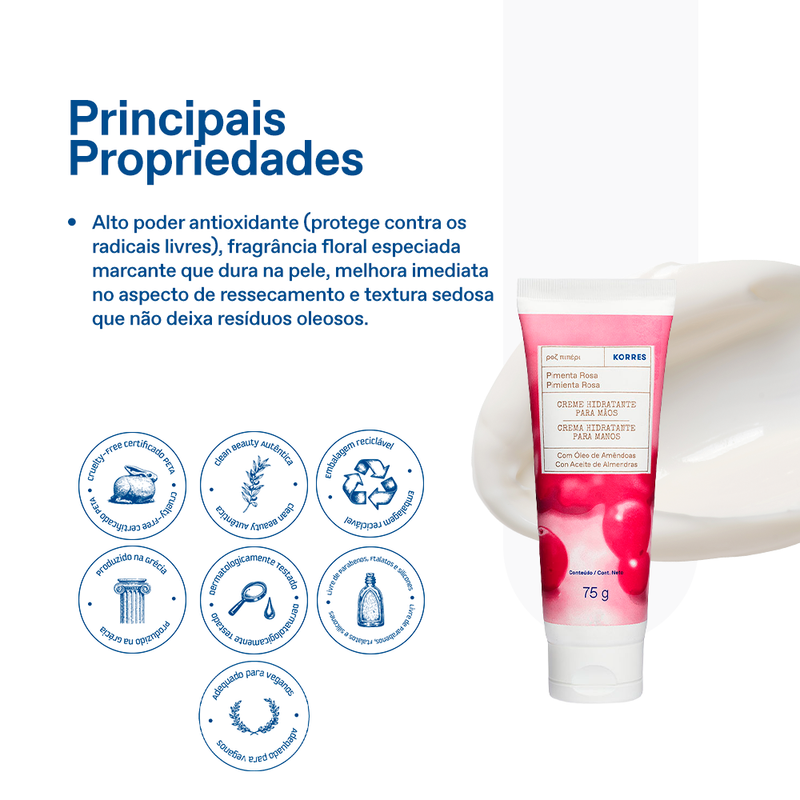 Creme Hidratante Deo para Mãos Pimenta Rosa 75g
