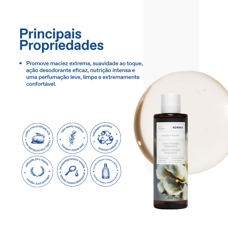Óleo Deo Corporal de Banho Algodão 200ml
