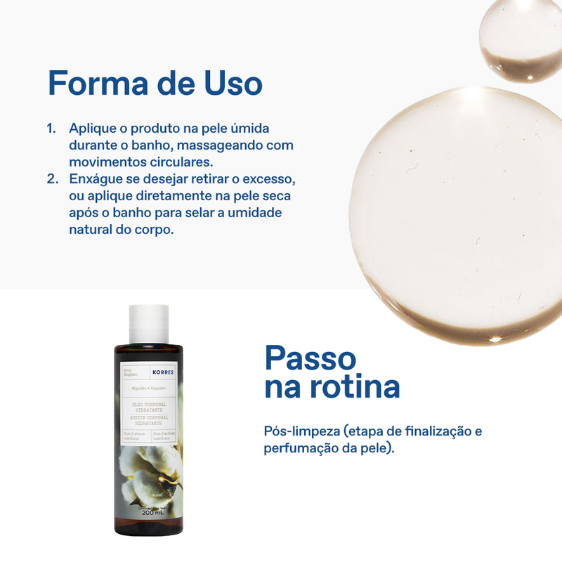 Óleo Deo Corporal de Banho Algodão 200ml