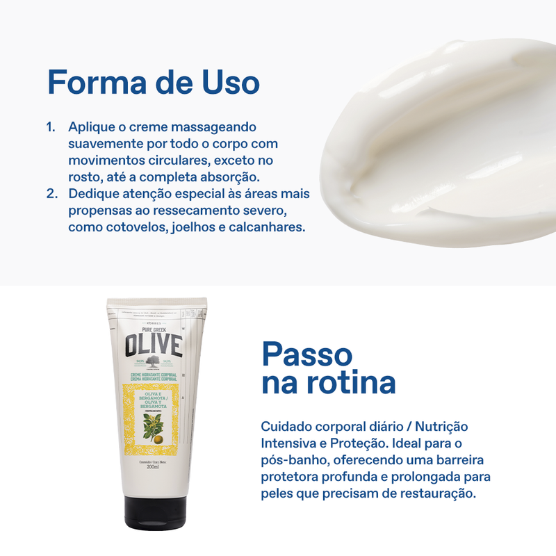 Creme Hidratante Deo Corporal Oliva e Bergamota 200ml