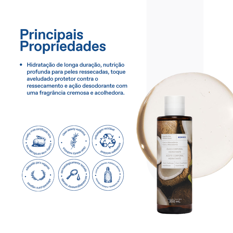 Óleo Deo Corporal de Banho Coco e Macadâmia