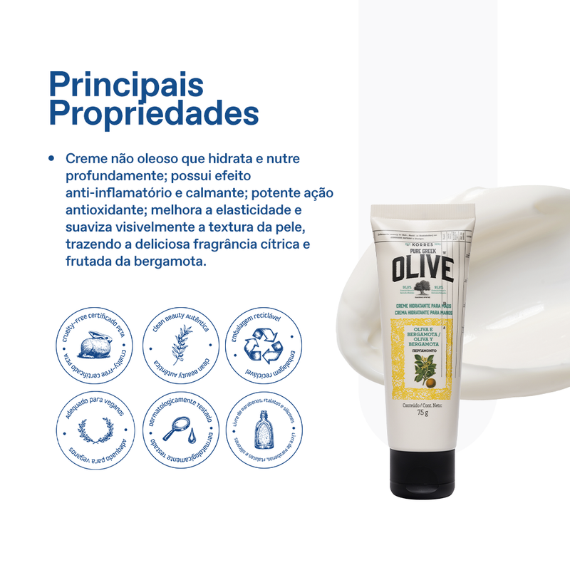 Creme Hidratante Deo para Mãos Oliva e Bergamota