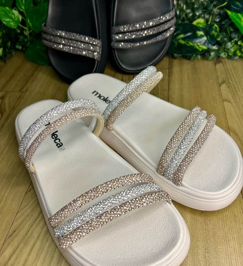 Papete tira sagu strass Moleca Branco Off