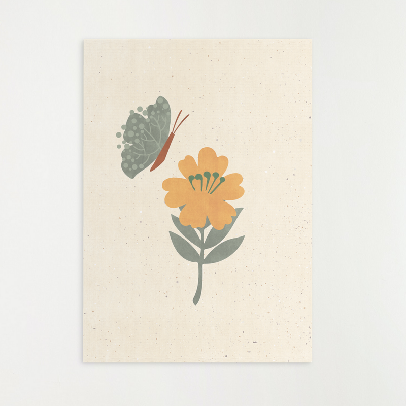 Poster flor + borboleta verde - park collection
