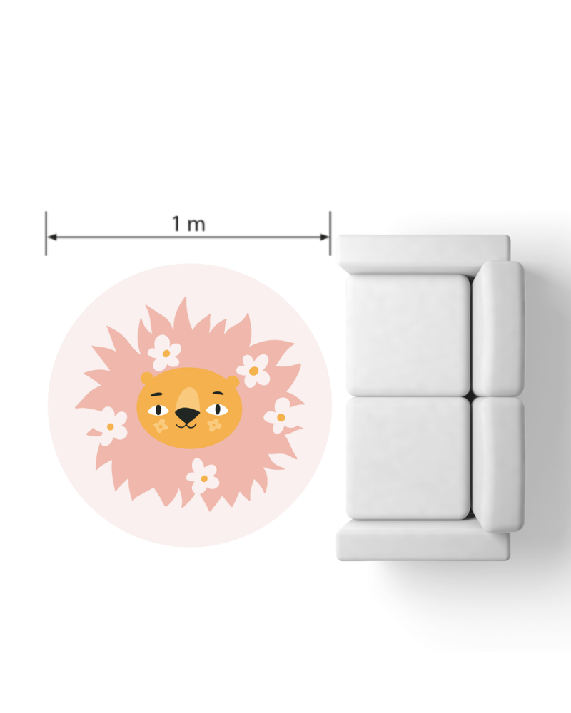 Playmat redondo leão com flores 