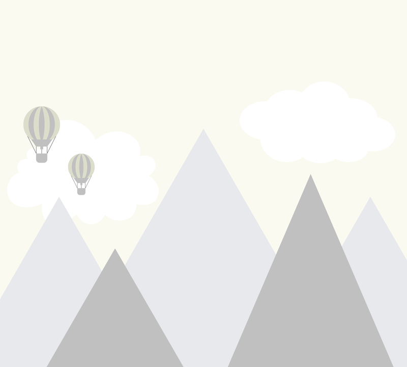 Painel adesivo montanhas, nuvens e balões (3 cores)