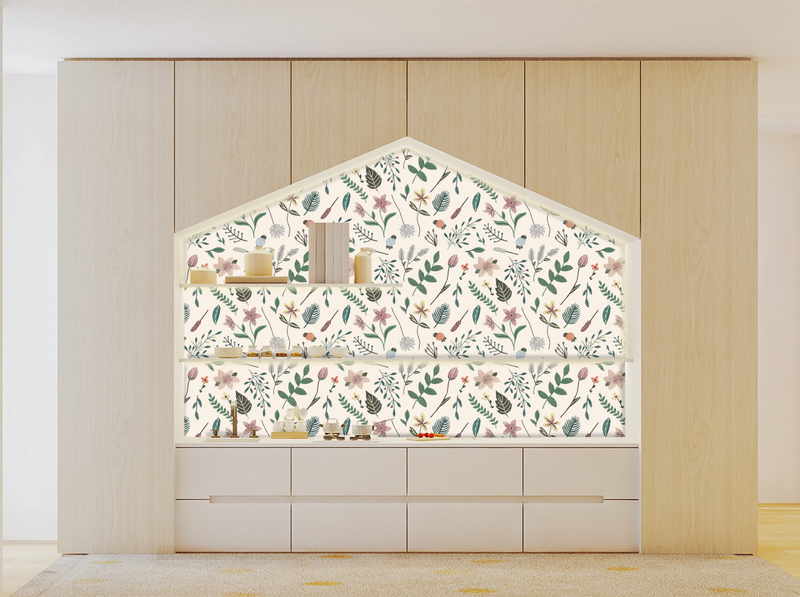 Papel de parede floral liberty edamami (versão mini) - 100% celulose