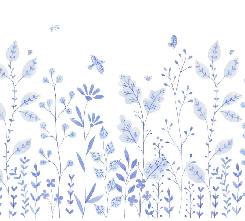 Painel de parede porcelana jardim azul t.design (100% celulose)