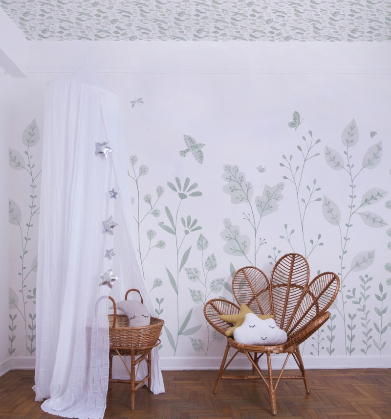 Painel de parede porcelana jardim verde t.design (100% celulose)